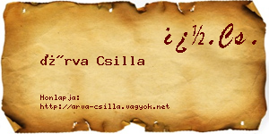 Árva Csilla névjegykártya