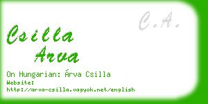 csilla arva business card